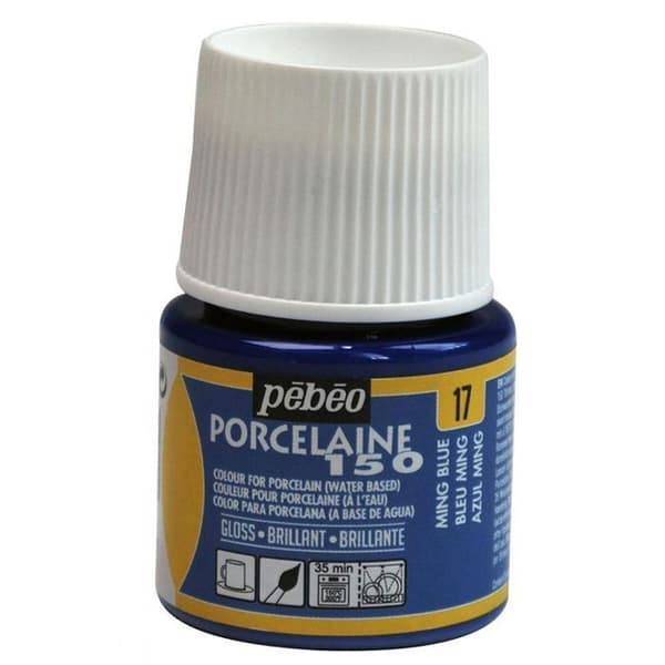 Porslinsfärg - Pébéo - 150 Gloss - Ming blå N°17 - 45ml flaska - Matlagning 150°C