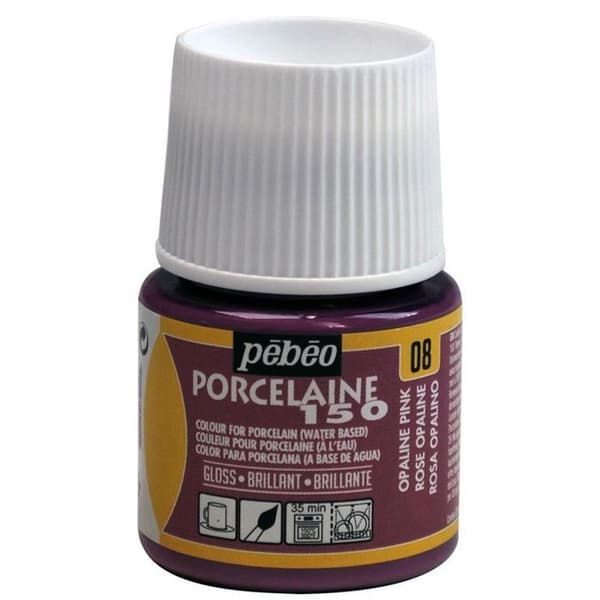 Porcelainmålning - Pébéo - 150 Glänsande Rosa opal N°08 - Flaska 45ml - Bränning 150°C - Glänsande färger