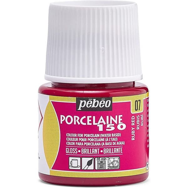Porslinsfärg - Pébéo - 150 Brillant Rubis N°07 - 45ml flaska - Strålande färger - Matlagning 150°C