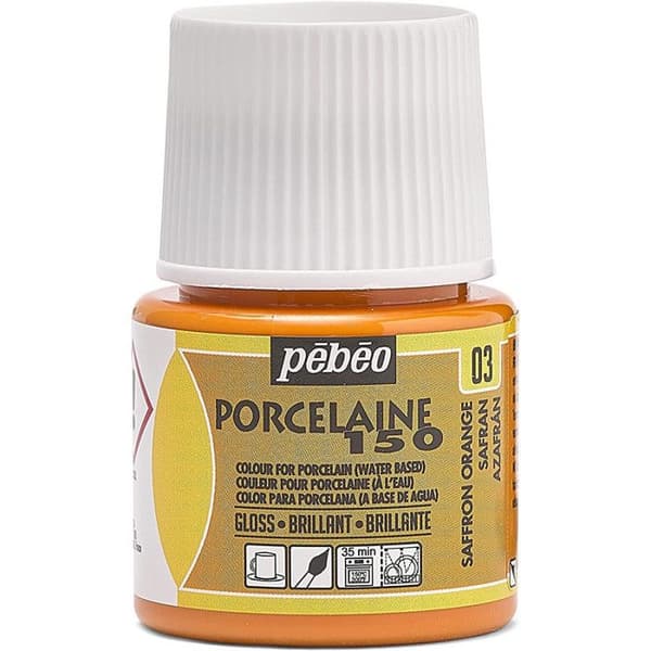 Porcelainmålning - Pébéo - 150 Glänsande - Safran N°03 - 45ml - Glänsande och ogenomskinliga färger