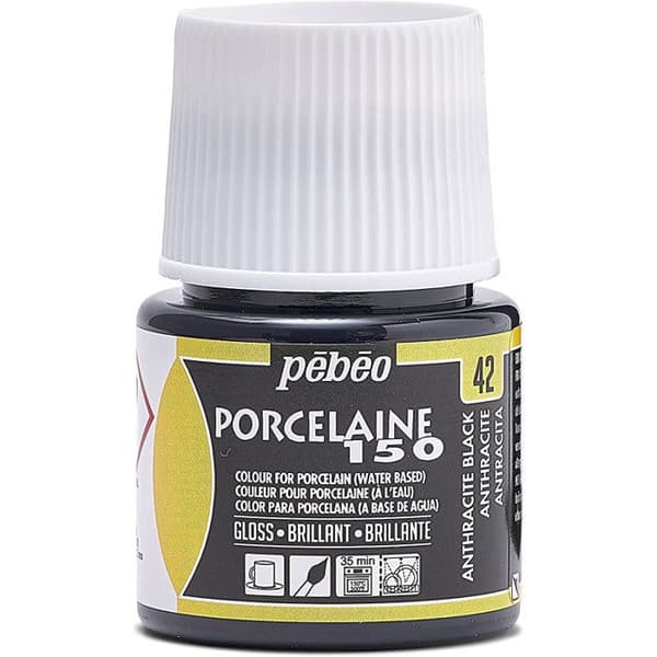 Porslinsfärg - Pébéo - 150 Glossy Antracit - 45ml flaska - Strålande färger - Matlagning 150°C