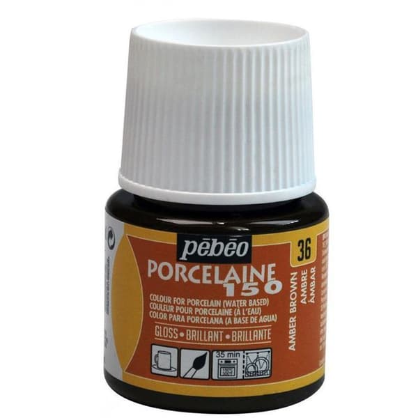 Porslinsfärg - Pébéo - 150 Glossy Amber N°36 - 45ml flaska - Strålande färger - Matlagning 150°C