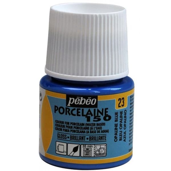 Porslinsfärg - Pébéo - 150 Glans - Opalinblå N°23 - 45ml flaska - Strålande färger