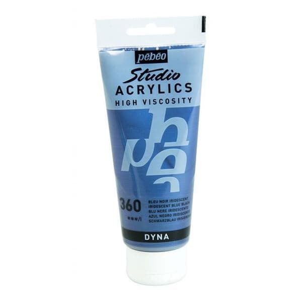 Akrilfärg - PEBEO - Tub Dyna Blå Svart Iridescent 100ml - Sidenmatt - Extra-fine