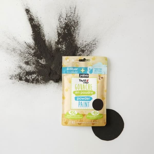 Sachet Gouache pulver 100g Svart