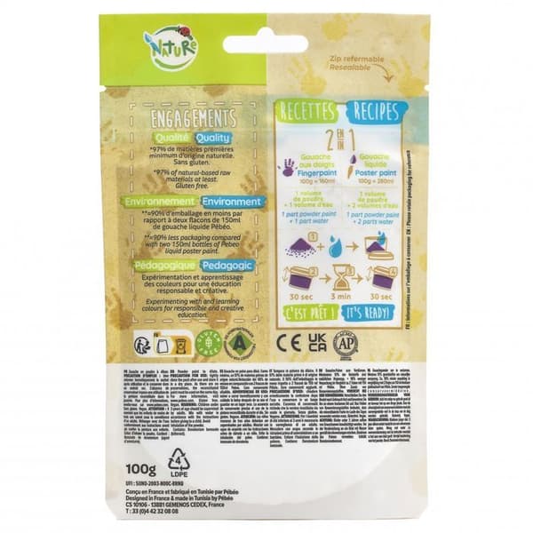 Sachet Gouache pulver 100g Svart