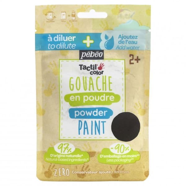 Sachet Gouache pulver 100g Svart