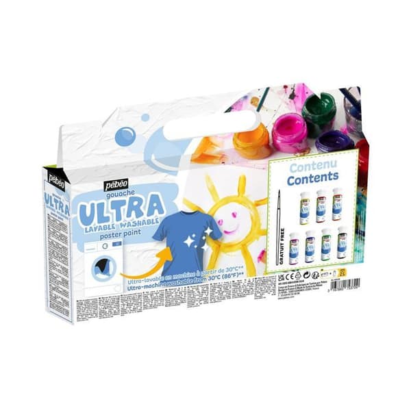 Ultratvättbart Gouache-set 7x60mL + borste
