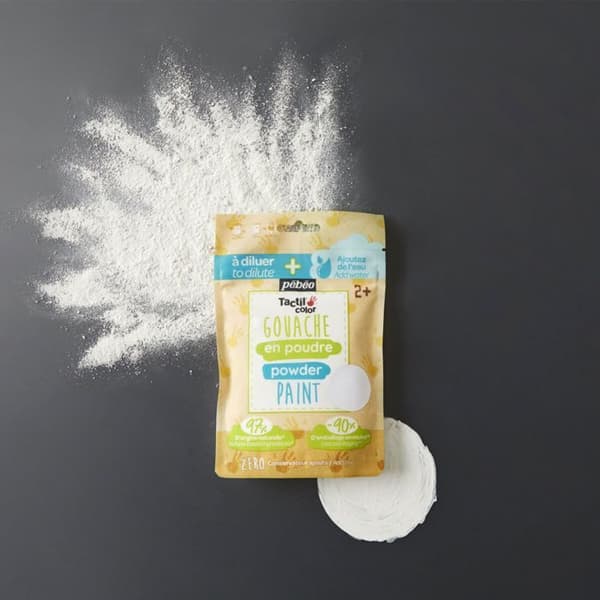 Sachet Gouache i pulver 100g Vit - PEBEO - Tactilcolor - Vattenlöslig - För barn från 2 år