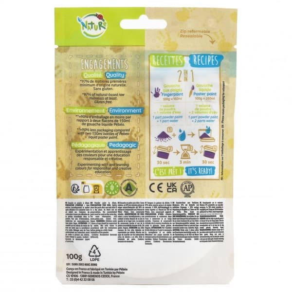 Sachet Gouache pulver 100g Blå