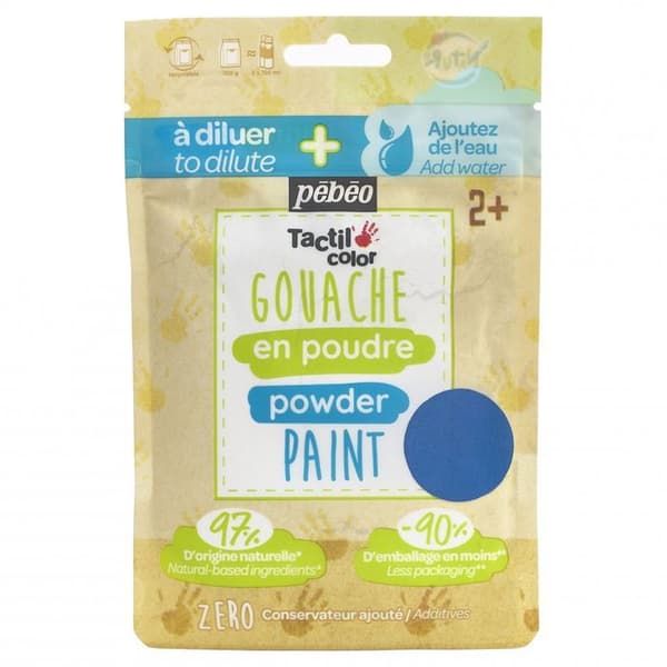 Sachet Gouache pulver 100g Blå