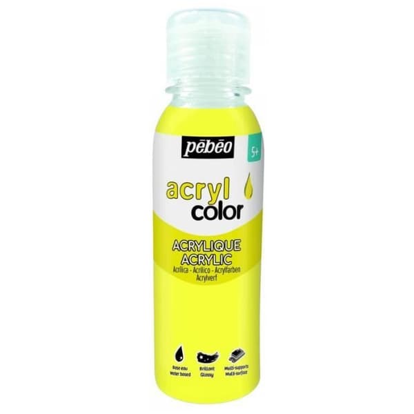 Akrylmålning - Acrylcolor - Fluogul - 150 ml - Glansig - Mångsidiga ytor