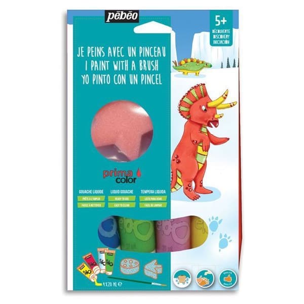 Gouache kreativt kit - Dinosaurier - 4 x 20 ml
