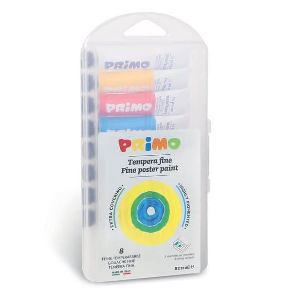 Aluminiumrör, låda i PP, 8 färger. 12 ml