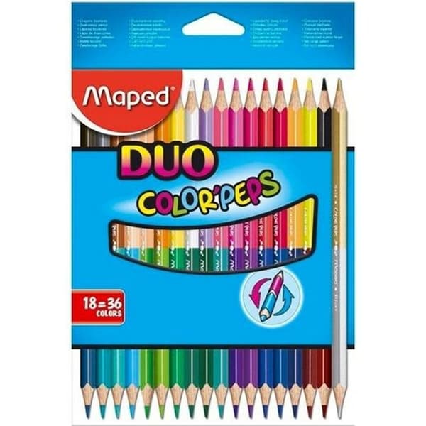 Farveblyanter Maped Duo Color' Peps Multifarvet 18 Dele Dobbelt afsluttet (12 enheder)
