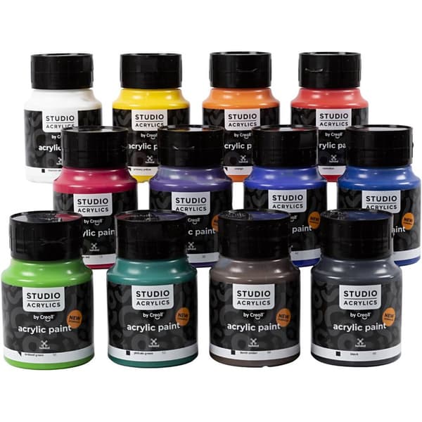 Creall Studio Akrylfärg - Mixade Färger - 12x500 ml