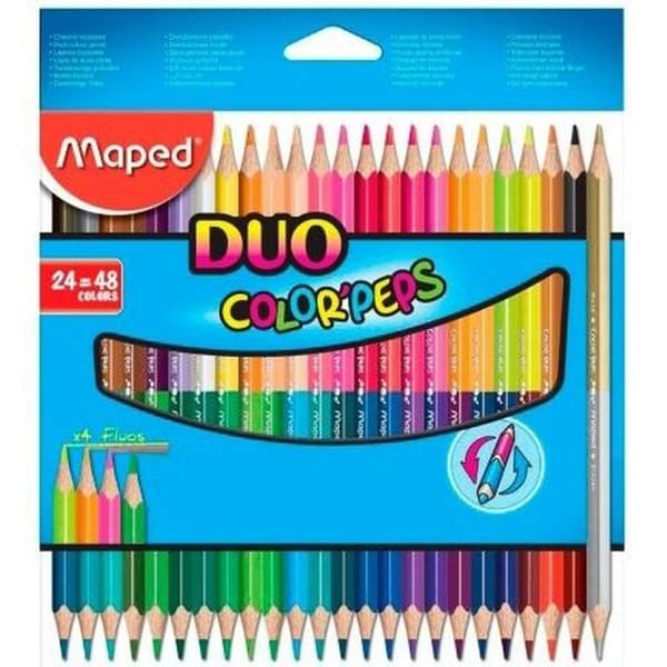Farveblyanter Maped Duo Color' Peps Multifarvet 24 Dele Dobbelt afsluttet (12 enheder)