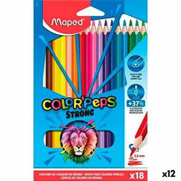 Farveblyanter Maped Color' Peps Strong Multifarvet 18 Dele (12 enheder)