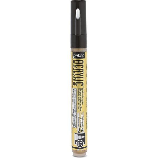Akrylfärgsmarkör - Pébéo - DecoMarker - Ädelguld - 1,2 mm rund spets - Multistöd