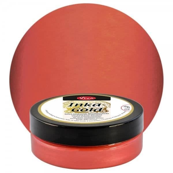 Viva Decor - Inka Gold 62,5 g Lava Red - intensiv, högpigmenterad akrylfärg med metallisk vaxeffekt