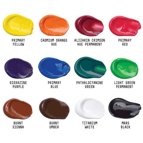 Akrylfärg - Liquitex - Basics Akryl - Box med 12 tuber á 22ml - Sortiment