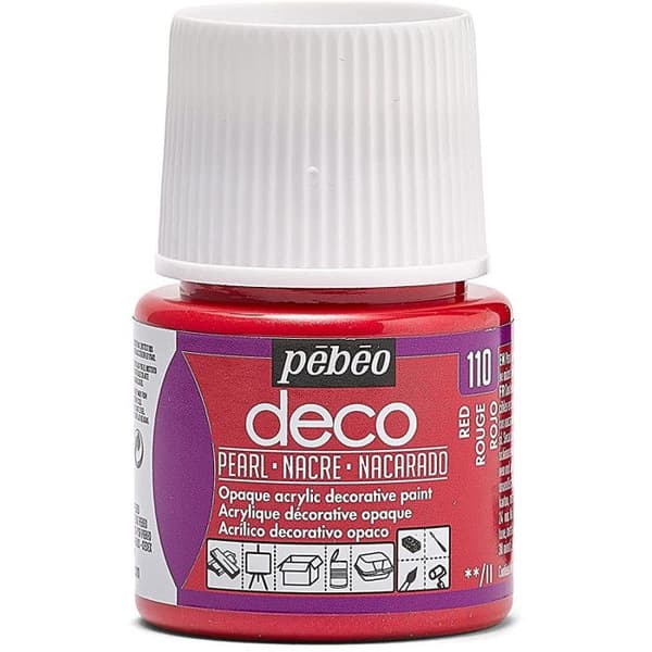 Färg - Pébéo - P.BO Déco - Röd pärlemor - 45ml - Akryl - Matt