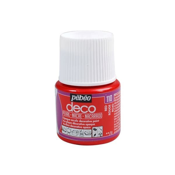 Färg - Pébéo - P.BO Déco - Röd pärlemor - 45ml - Akryl - Matt