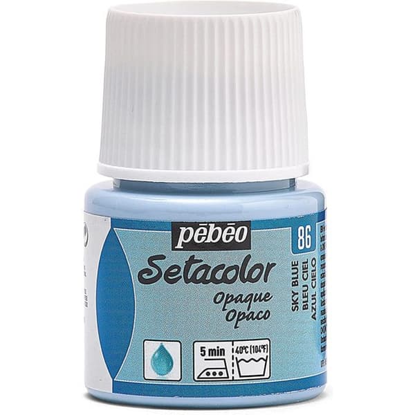 Textilfärg - Pébéo - Setacolor opaque - Himmelsblå N°86 - 45ml - Blandat