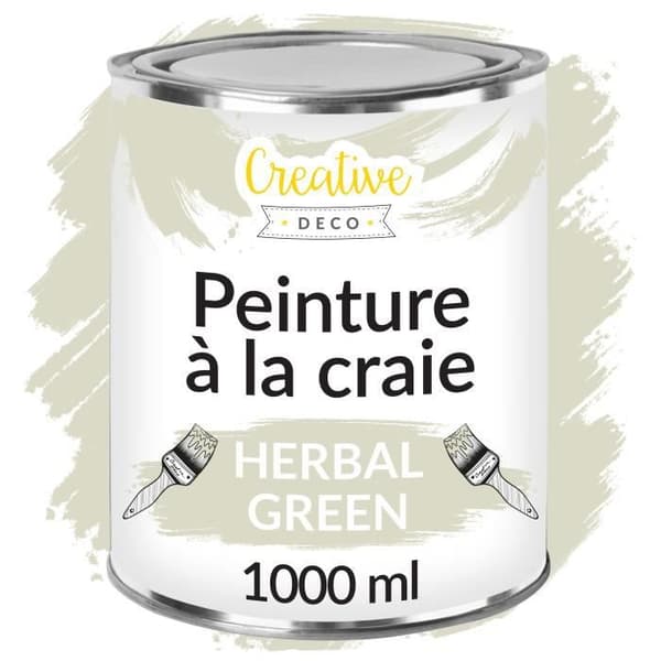 Grön grå kritafärg - Creative Deco - 1L - Matt och tvättbar - Möbelrenovering