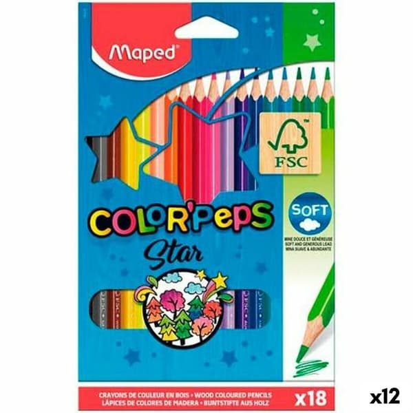 Färgpennor Maped Color' Peps Star Multicolour 18 Delar (12 antal)