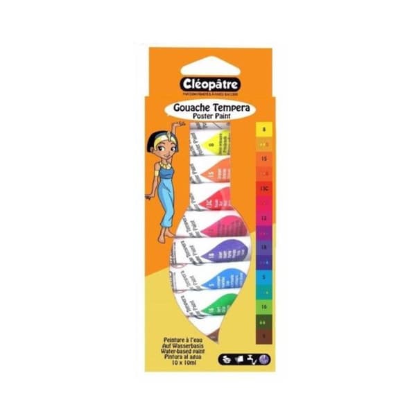 Gouache - Kleopatra - 10 rör om 10 ml - Vattenlöslig - Opaqu - Lätt att applicera