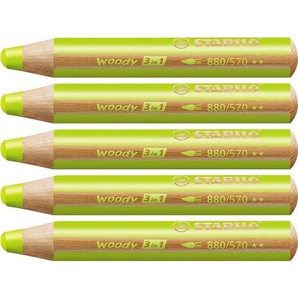 Färgpennor Stabilo Woody Grön 3 i 1 (5 antal)