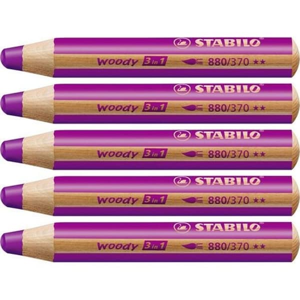 Färgpennor Stabilo Woody Lila 3 i 1 (5 antal)