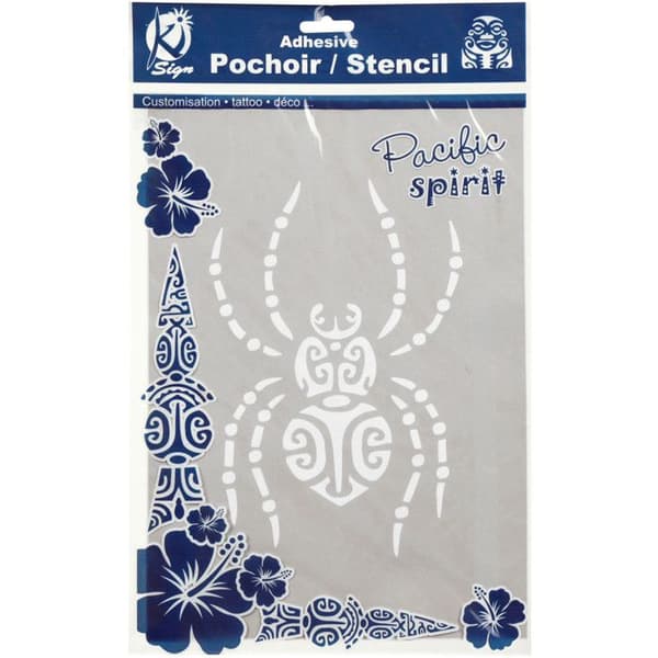 Självhäftande stencil för tyg - Maori spindel - A4 - Ki-Sign