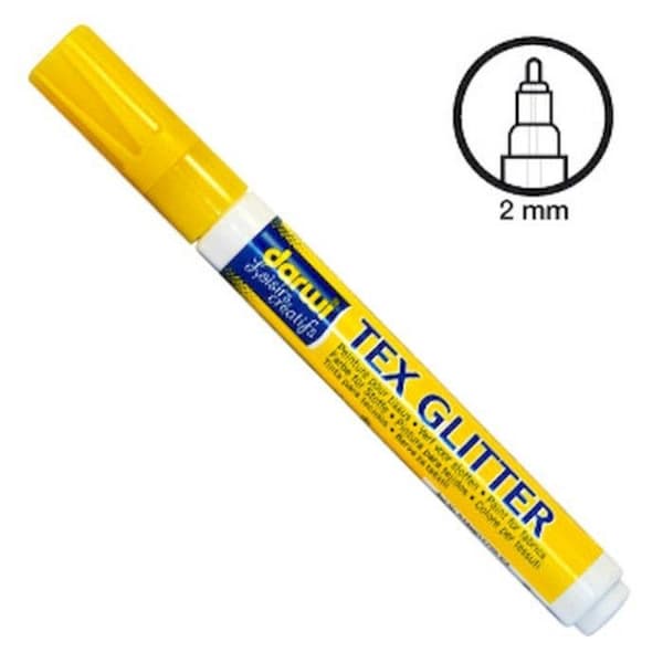 Färgpennor för tyg Gul glittrig