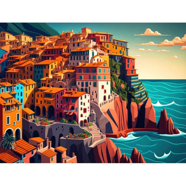 Målning - MegaCrea - Cinque Terre - 30 x 40 cm - DIY-kit - Från 8 år