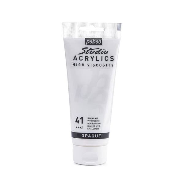 Akrylfärg - Pébéo - Studio Acrylics - Ljusvit - 100 ml - Satin