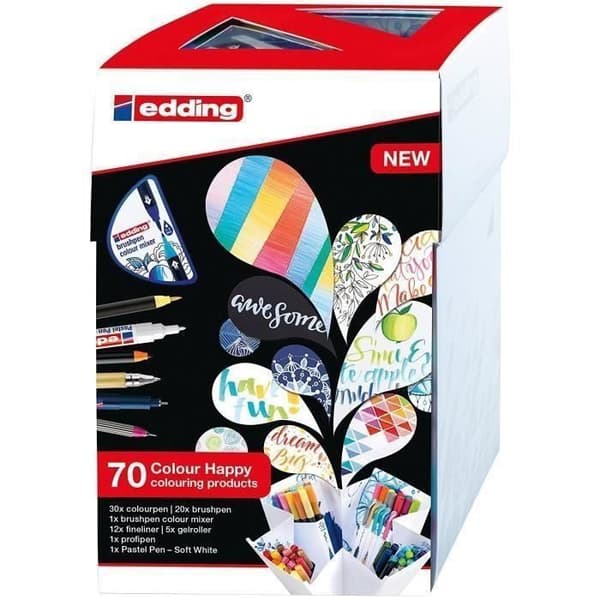 EDDING Box med 70 Happy Color markörer
