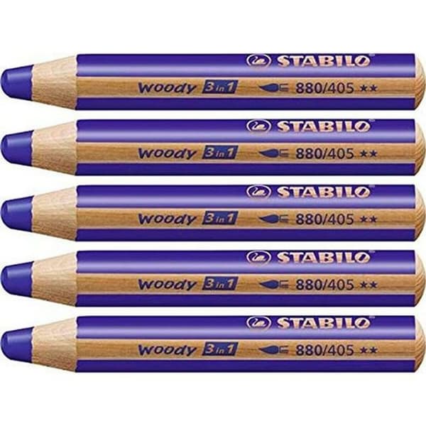 Färgpennor Stabilo Woody Marinblå 3 i 1 (5 antal)