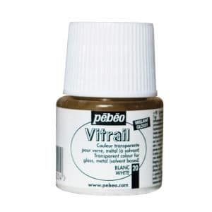 Målat glasfärg - Pebeo - Vit - 45ml - Transparent - Blank