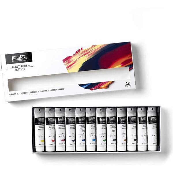 Akvarellfärg - Liquitex - Heavy Body - 12 tuber om 59 ml - Satinfinish - Professionell
