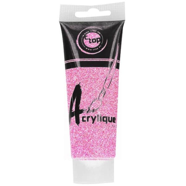 Akrylfärg - Glittrig ros - Kreativ fritid - 75ml tub - Vilket stöd som helst