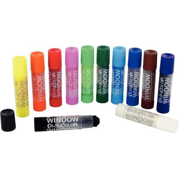 Solida Gouache-färgstift 10 g för fönster, keramik eller spegel - 12 olika färger - Fönster ett - Lekfärg - 02011