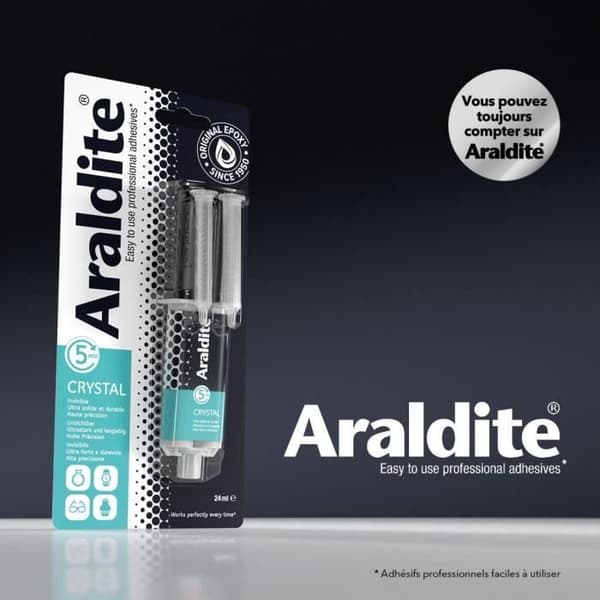 Tvåkomponents epoxi - CYANOLIT - Araldite - Crystal - 24 ml - Transparent - Hög hållfasthet - Idealisk för diskreta fogar