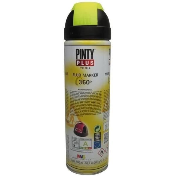 Sprayfärg för byggarbetsplatser - PINTY - Gul T146 - Flervägsventil - 500 mL