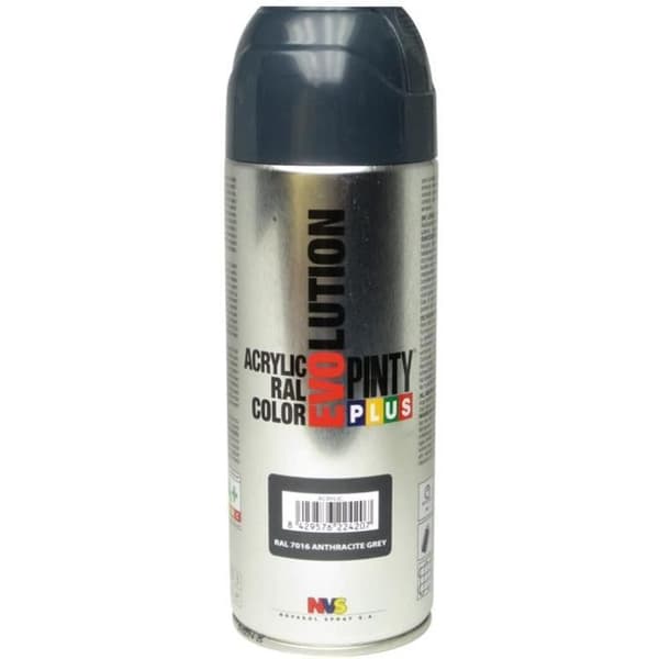 Akryl sprayfärg - Pinty - BBE 400ml - Grå RAL 7016 - Ultrasnabb torkning - Interiör/exteriör