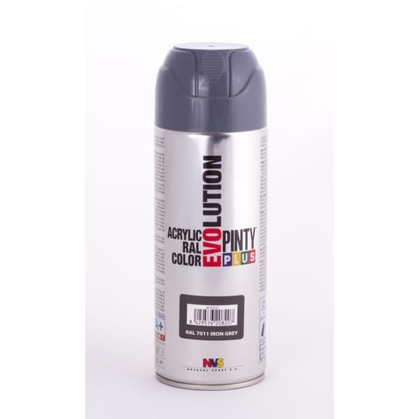 Akryl sprayfärg - Pinty Plus - Iron Grey RAL 7011 - 400ml - Ultrasnabb torkning - Interiör/exteriör