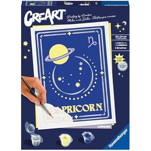 Ravensburger- Creart Stjärntecken Stenbock Zodiak Tecken Stenbock CreArt-23739-Måla efter nummer från 14 år, 23739