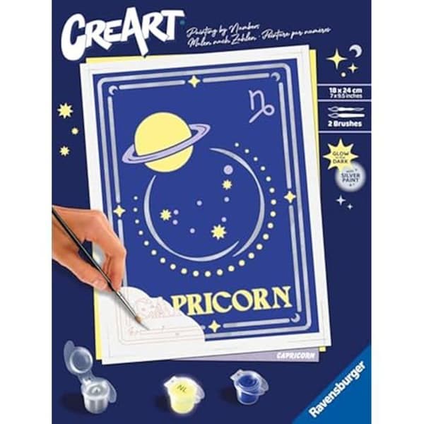 Ravensburger- Creart Stjärntecken Stenbock Zodiak Tecken Stenbock CreArt-23739-Måla efter nummer från 14 år, 23739