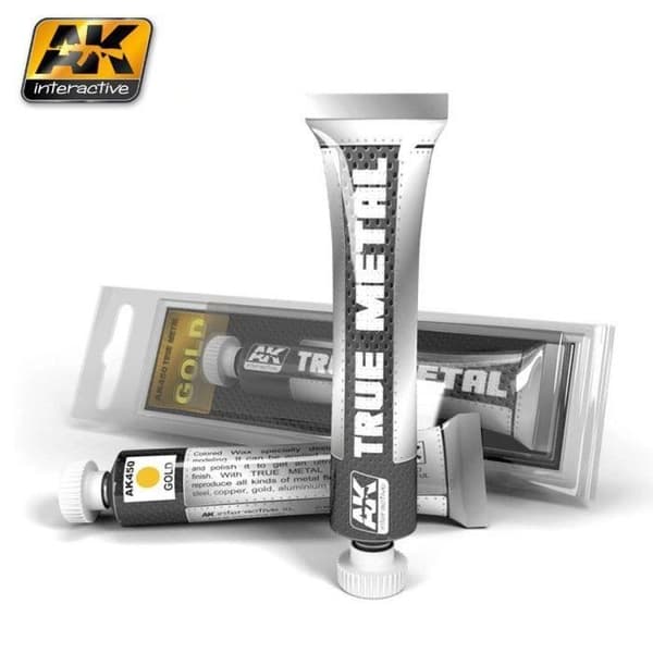 AK Interactive Paint AK450 True Metal Gold Tube på 25gr - Vaxbaserad färg - Intressant patinaeffekt